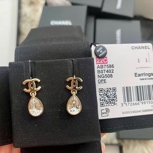 Authentic Chanel Crystal Drop Earrings